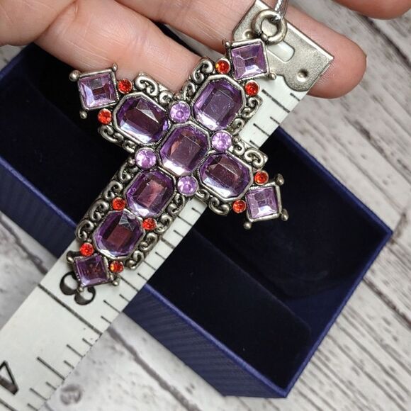 Jeweled Cross Metal Ornament  - Picture 4 of 5
